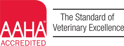 AAHA accredited veterinary hospital badge for Flora Family Vet
